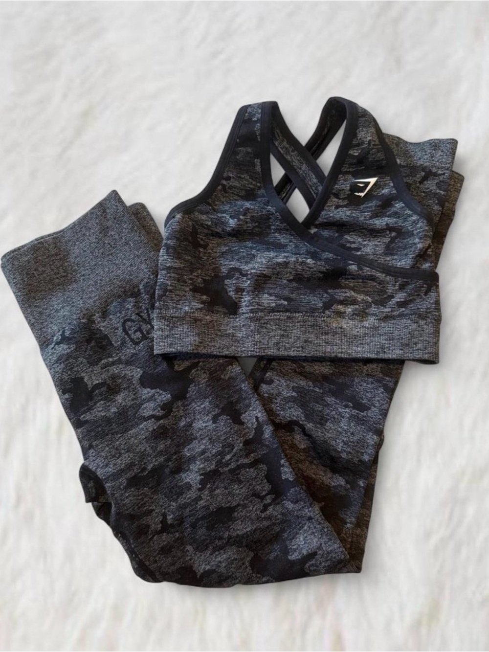 Gymshark Black & Gray Camo Seamless Sports Bra